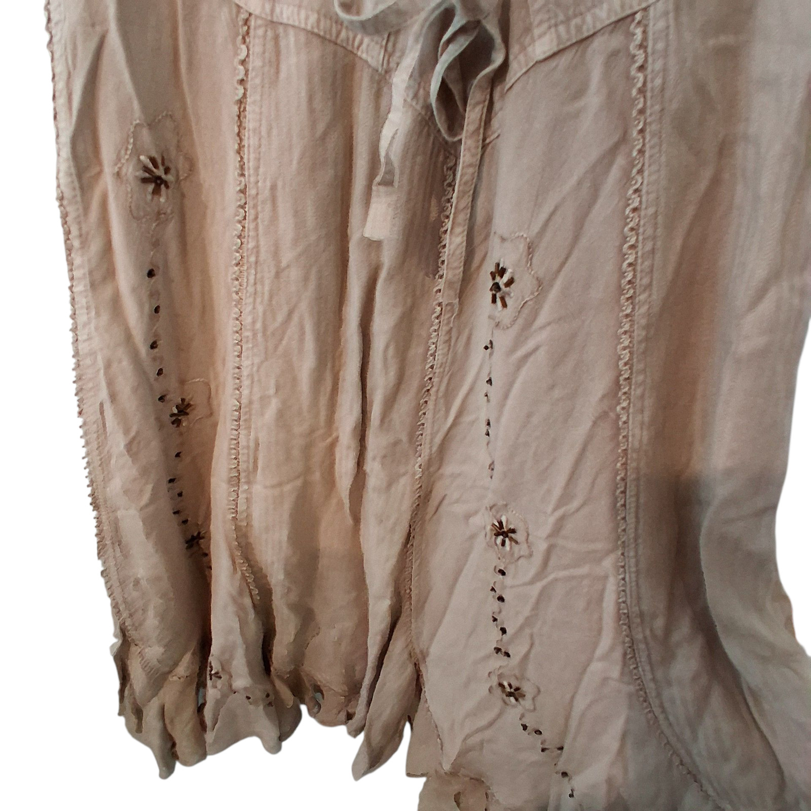 Sacred Threads nwt dress Sample womens M ? tan lace up boho bohemian