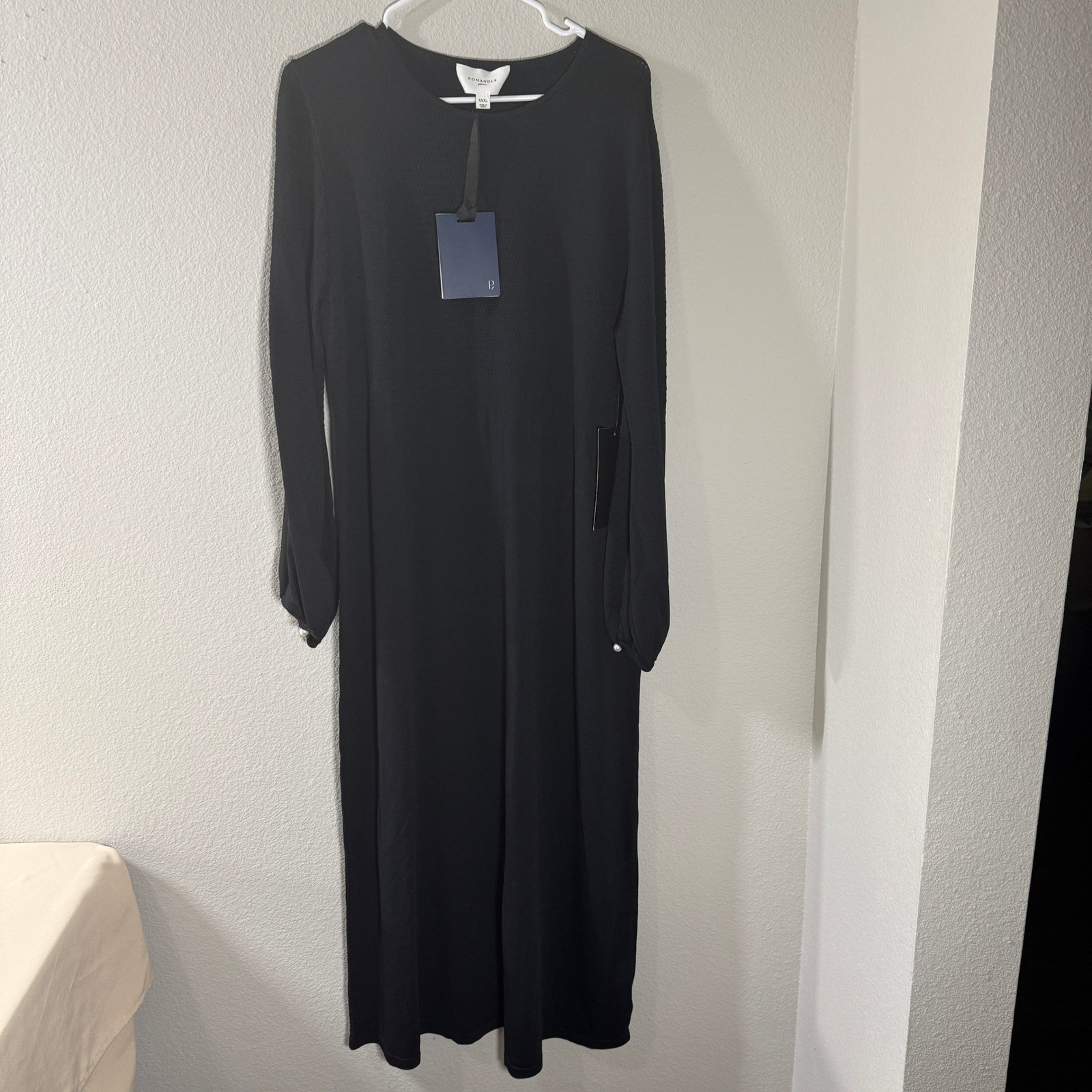 Pomander Place Tuckernuck Black Double Knit Lennox Maxi Sweater Dress XXXL NWT
