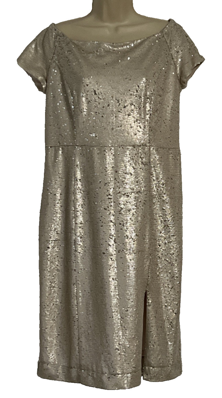 Vintage Dorothy Perkins Sequin Dress Women’s Sz 10 Champagne Lux Classic Elegant