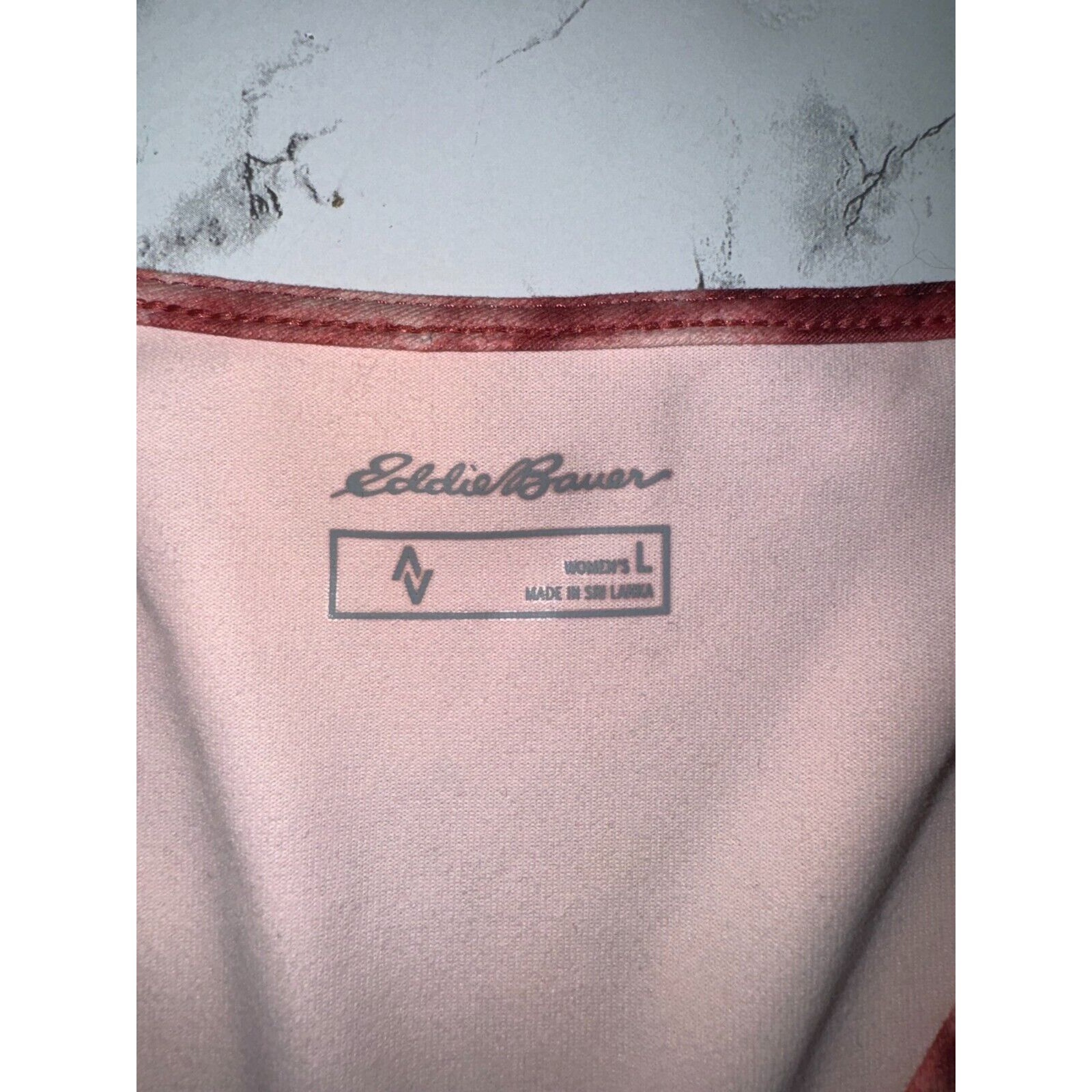 Eddie Bauer Travex Aster Surplice Dress Red Tie Dye Knee Length Size Large