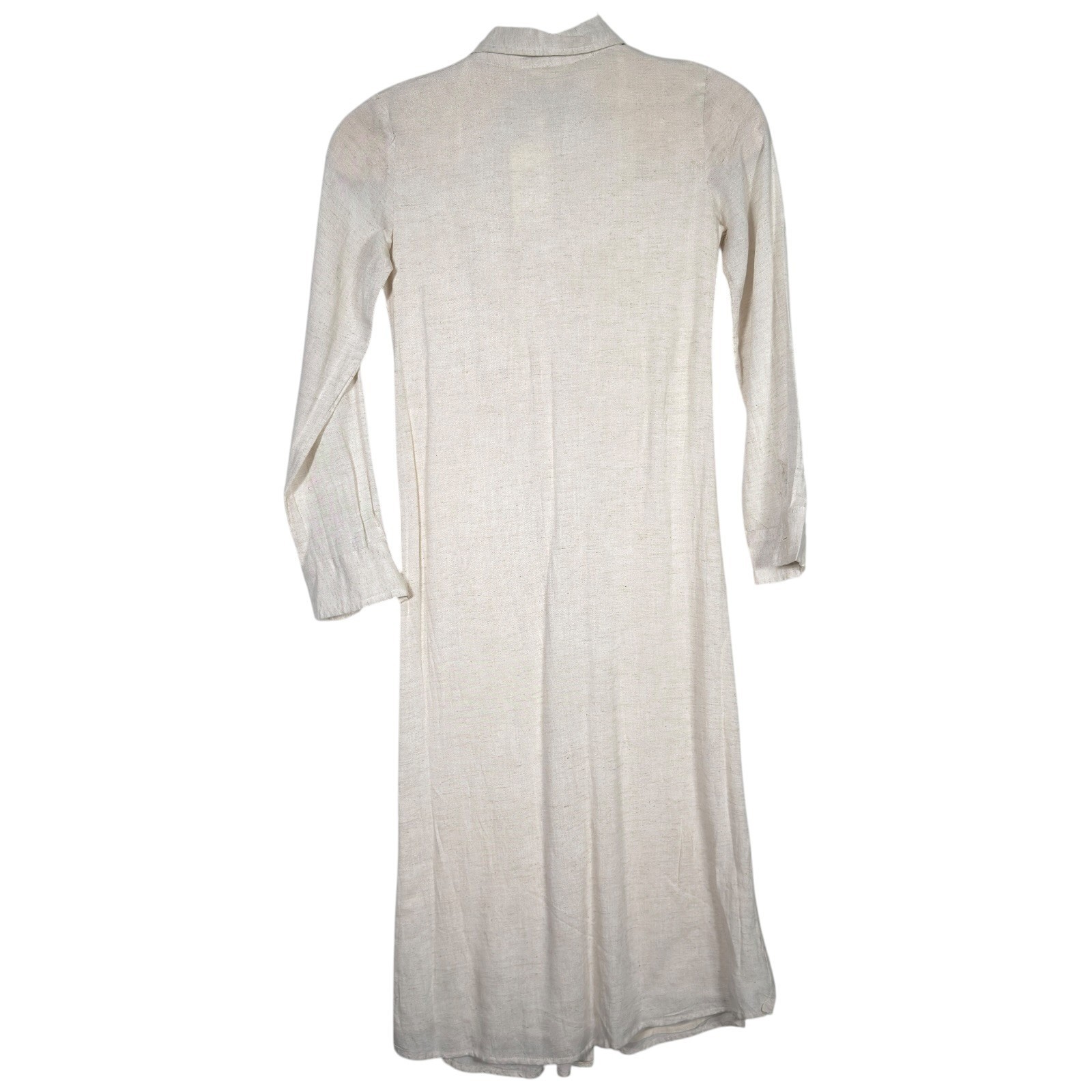 Sim & Sam XS Natural Linen Blend Twist Front Shirt Dress Midi Maxi NWT