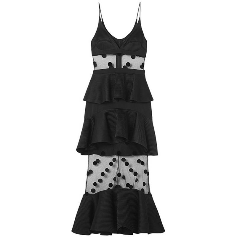 David Koma Polka Dot Candy Sheer Peplum Midi Dress UK 10 US 6 Runway