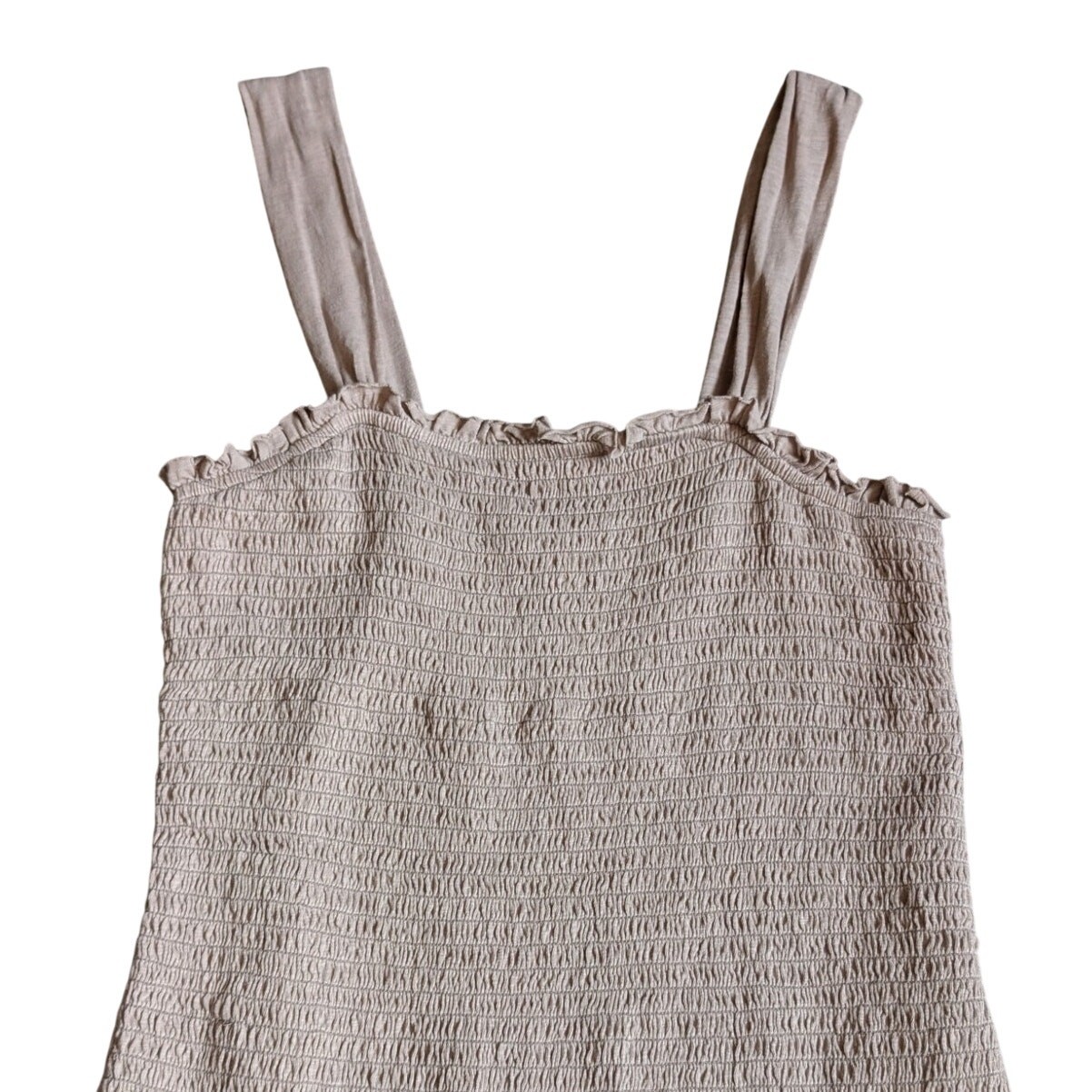 American Eagle Light Brown Smocked Tiered Ruffle Sundress
