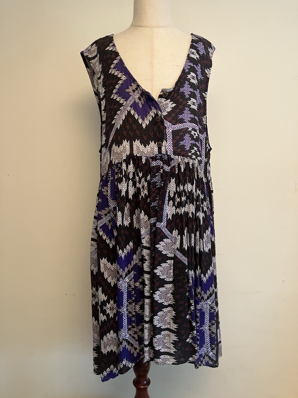 Free People Floaty Aztec Print Minidress. Summer Boho. Size XS
