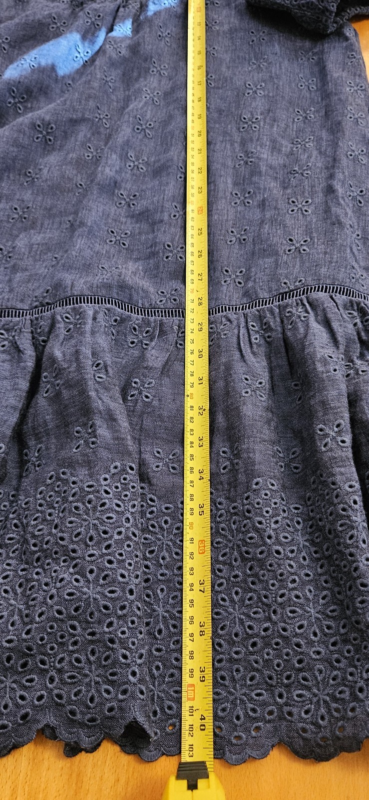 0039 ITALY navy blue 100% linen fully embroidered Maibelyn dress M bnwot rrp£250