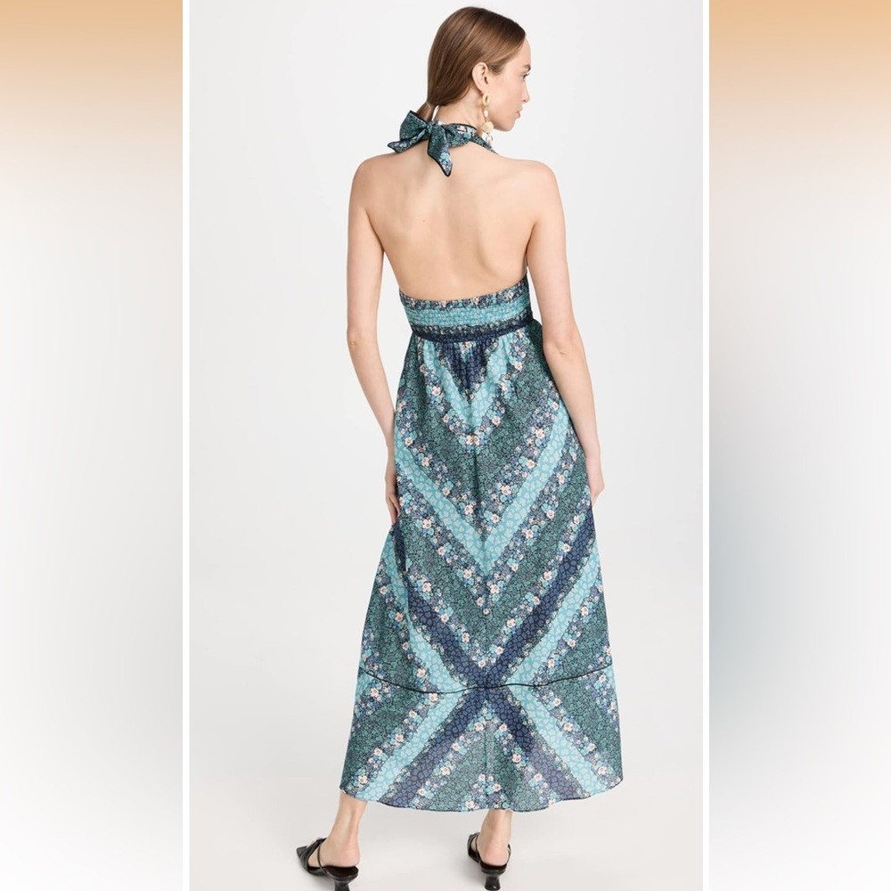 Shoshanna Blue Reef Multi Halter Maxi Dress