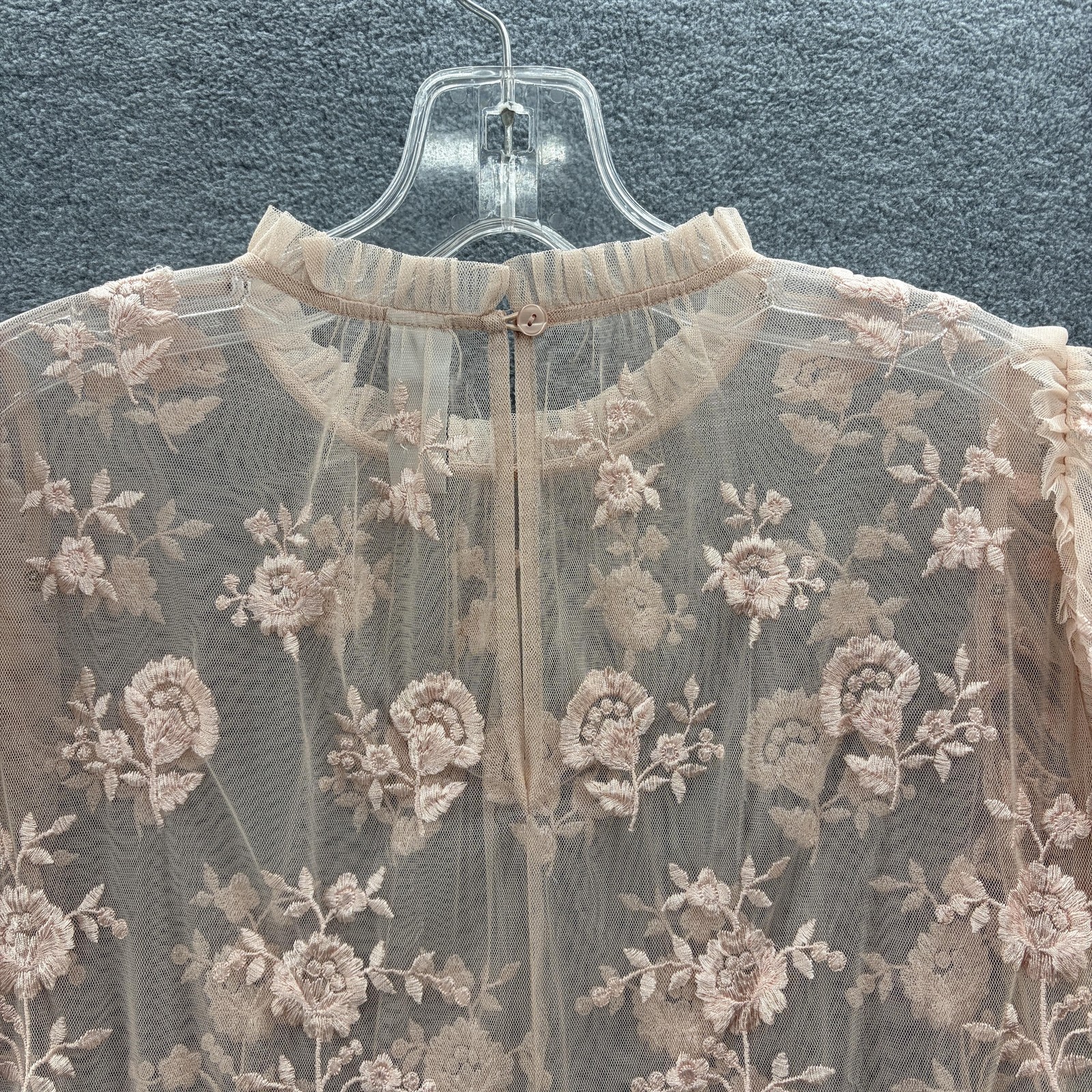 Needle Thread Dress Size 2 Light Peach Embroidered Sheer Lace Babydoll Mini