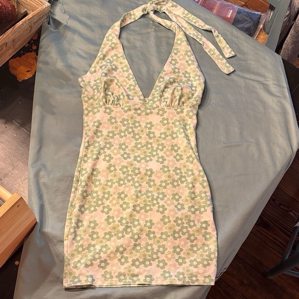 Speechless Floral Mini Dress V Neck M Boho Tiered Teal Girl Summer Crepe