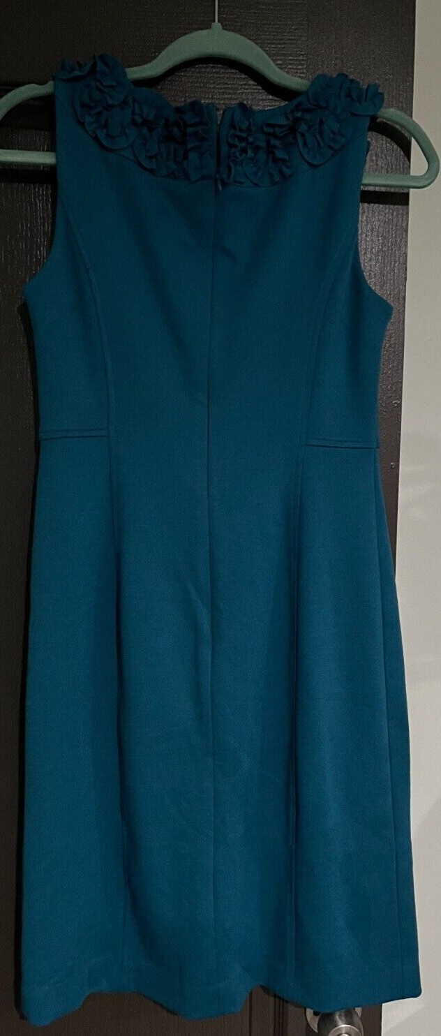 Sleeveless A-Line Sheath Dress Ruffle Neck Dress Charter Club Women Size 4 Teal