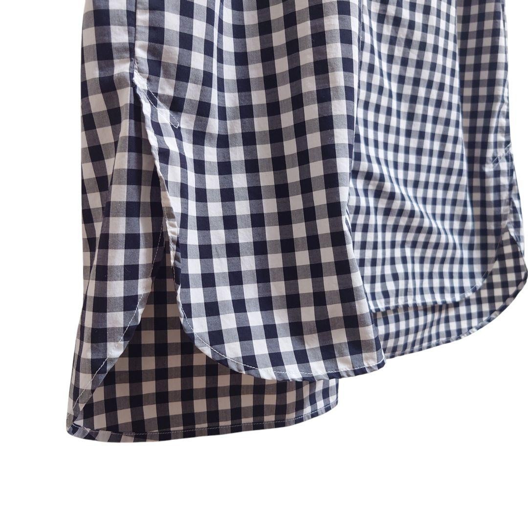 MUJI Gingham Check Dress L Black White A Line with Pockets
