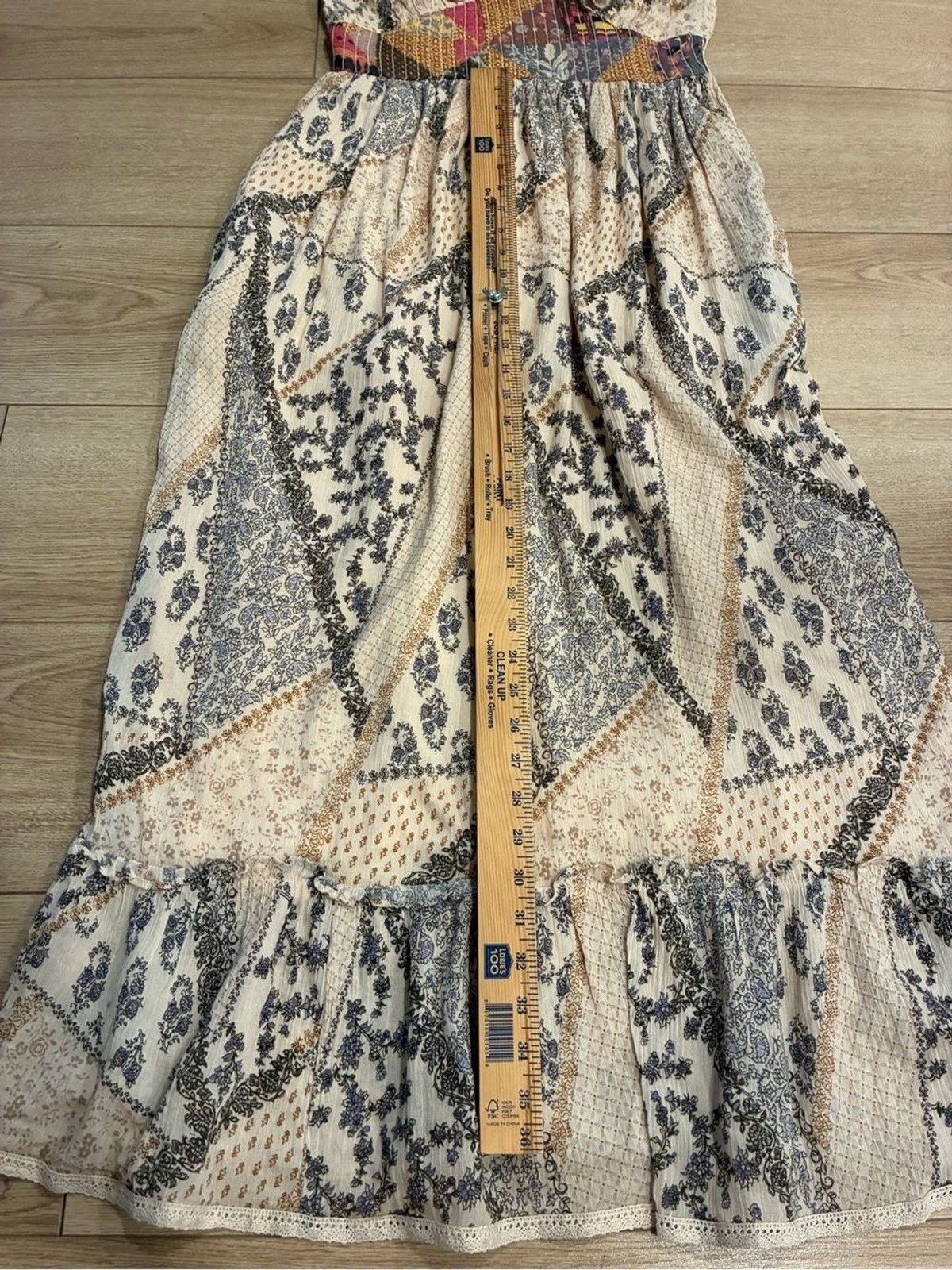 Let Me Be x Anthropologie Quilted Ruffle Patchwork Maxi Dress Size XS *FLAW