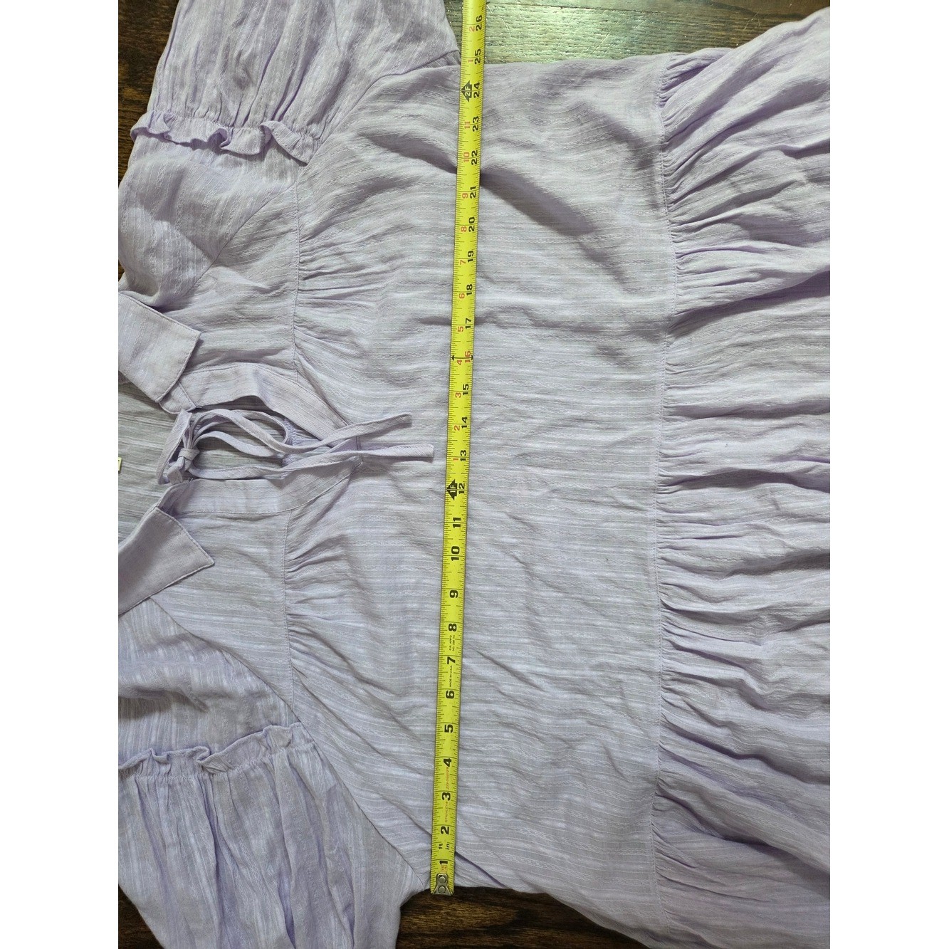 Easel Lavender Gauze Peasant Bohemian Mini Dress / Tunic Top with Tie Neck
