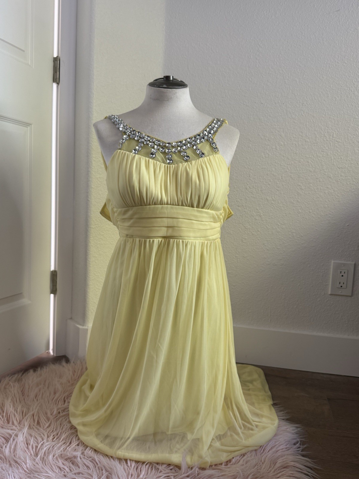 Ruby Rox Yellow High Low Dress Women’s Sz 5 Festive Bling Formal Y2k