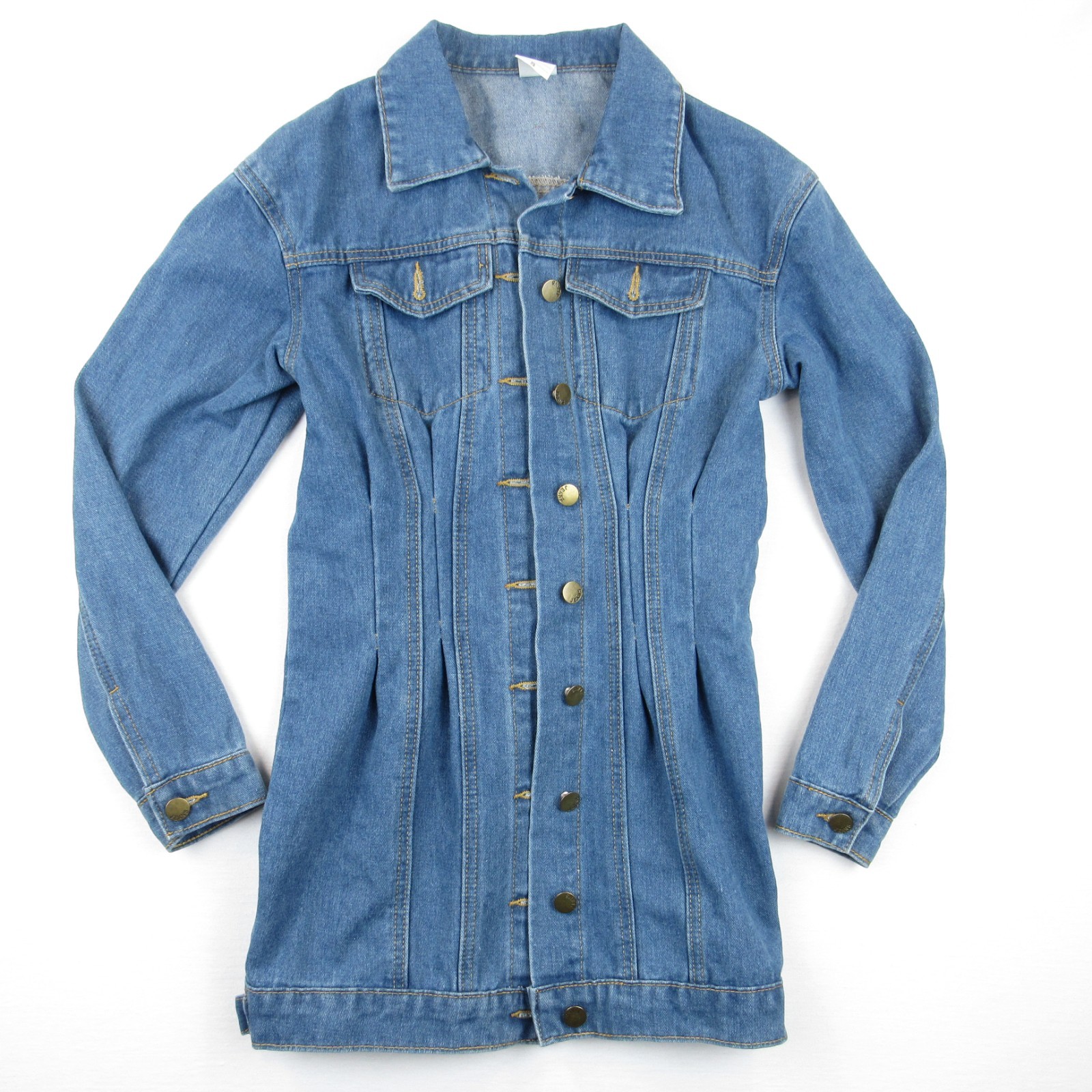 Corset Denim Dress Medium Wash Jean Women’s Size S Long Sleeve No Stretch