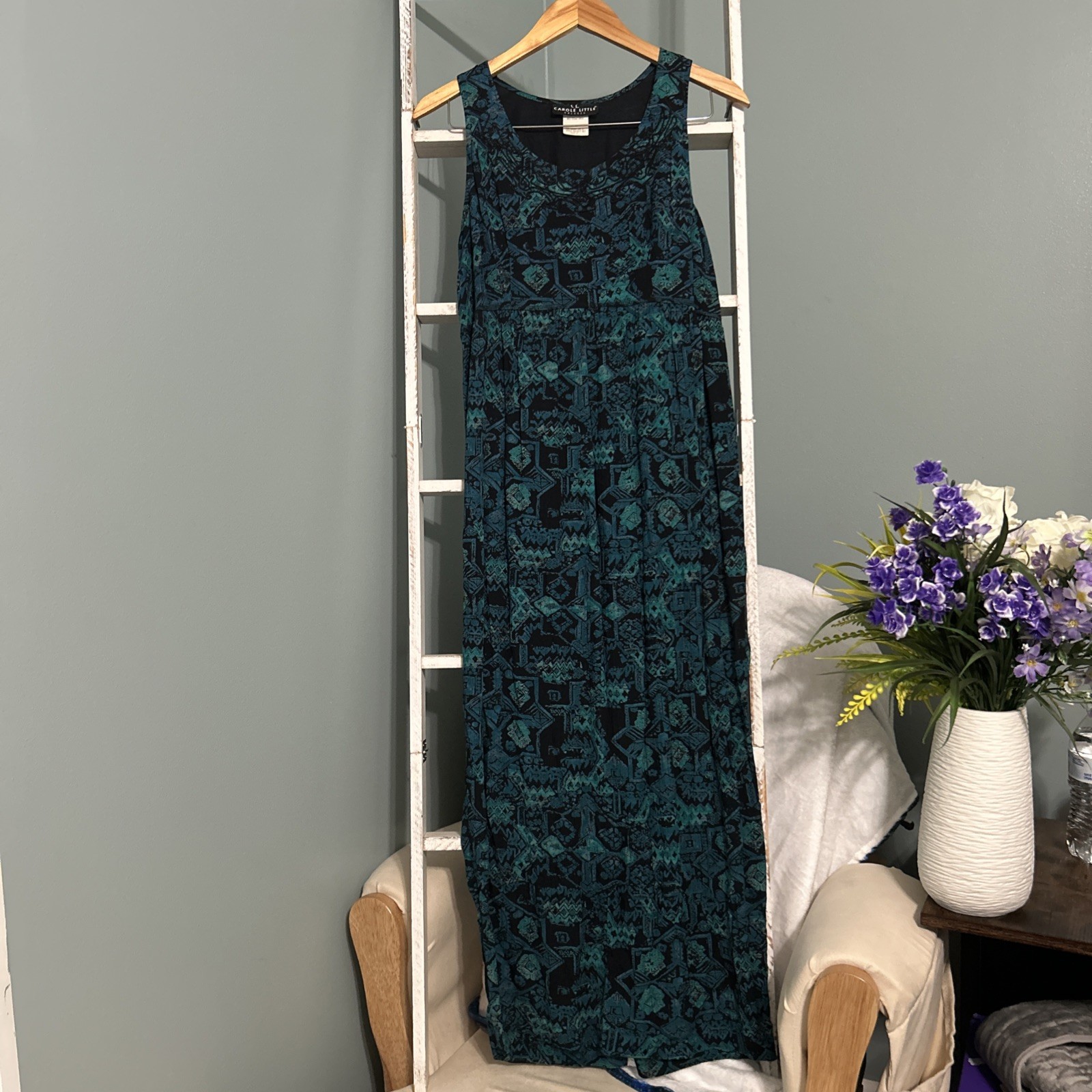 Carole Little Multi Color Maxi Dress | Geometric Patterns Design Size 8 Preowned