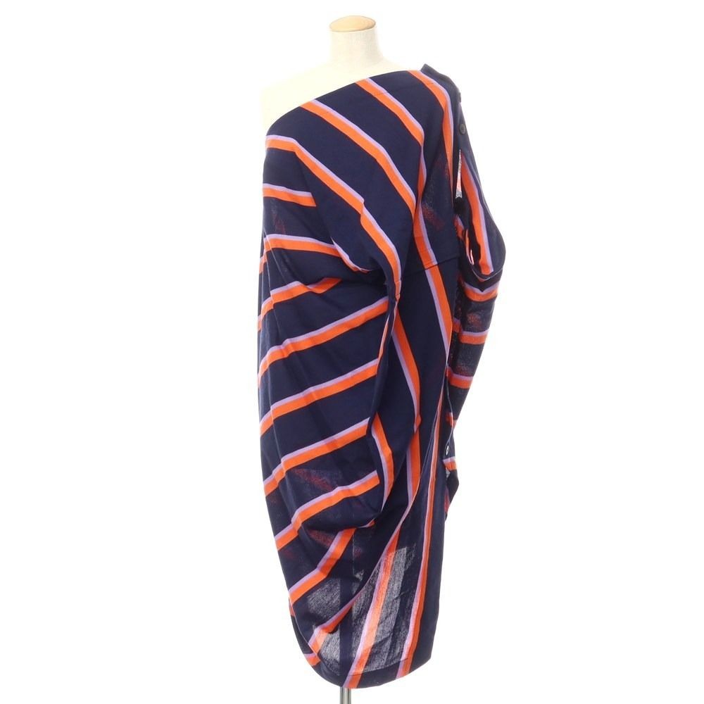 Used Issey Miyake ISSEY MIYAKE 2023 Fall Winter Striped Asymmetrical Dress Navy