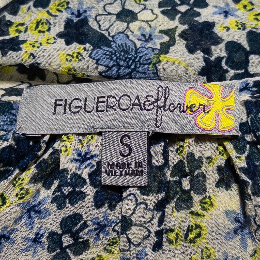Figueroa & Flower Midi Dress Sz Small Floral Tiered Button Front Smocked Peasant
