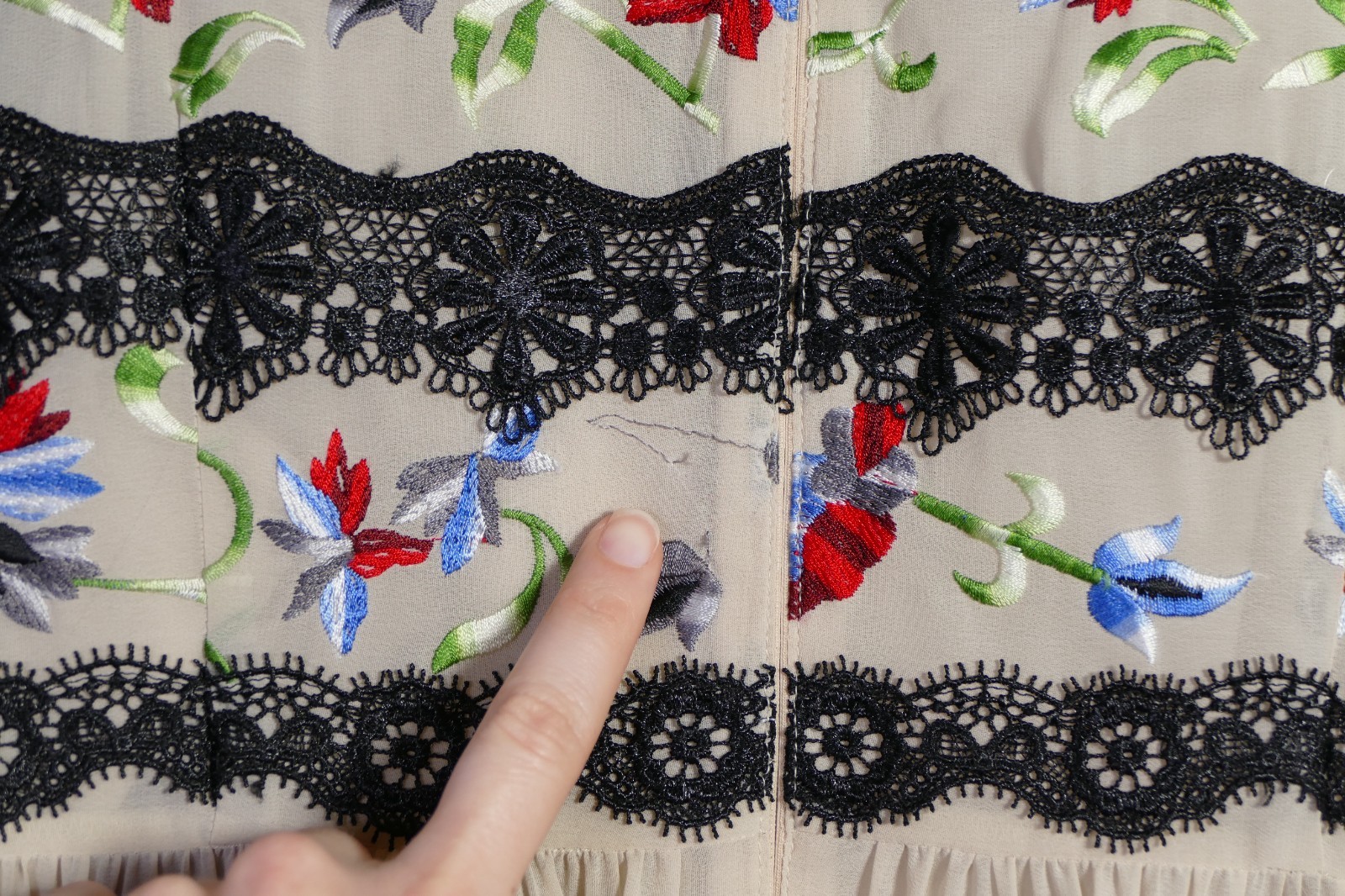 Geode Womens Boho Floral Embroidered Midi Dress Size M Lace Garden Party Dainty