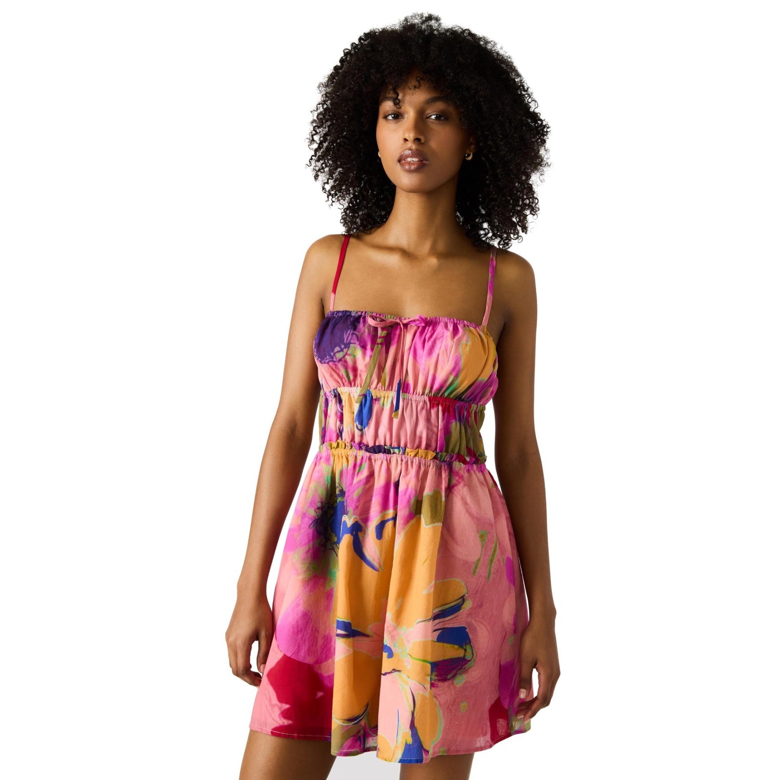 Steve Madden Floral Pink Cotton Summer Vacation Apparel Women’s Heather Dress