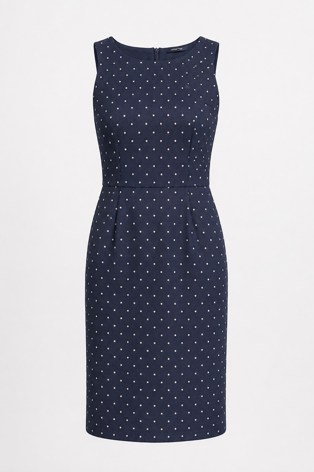 Vintage 1990s Supermodel Navy Polka Dot Sleeveless Dress Medium