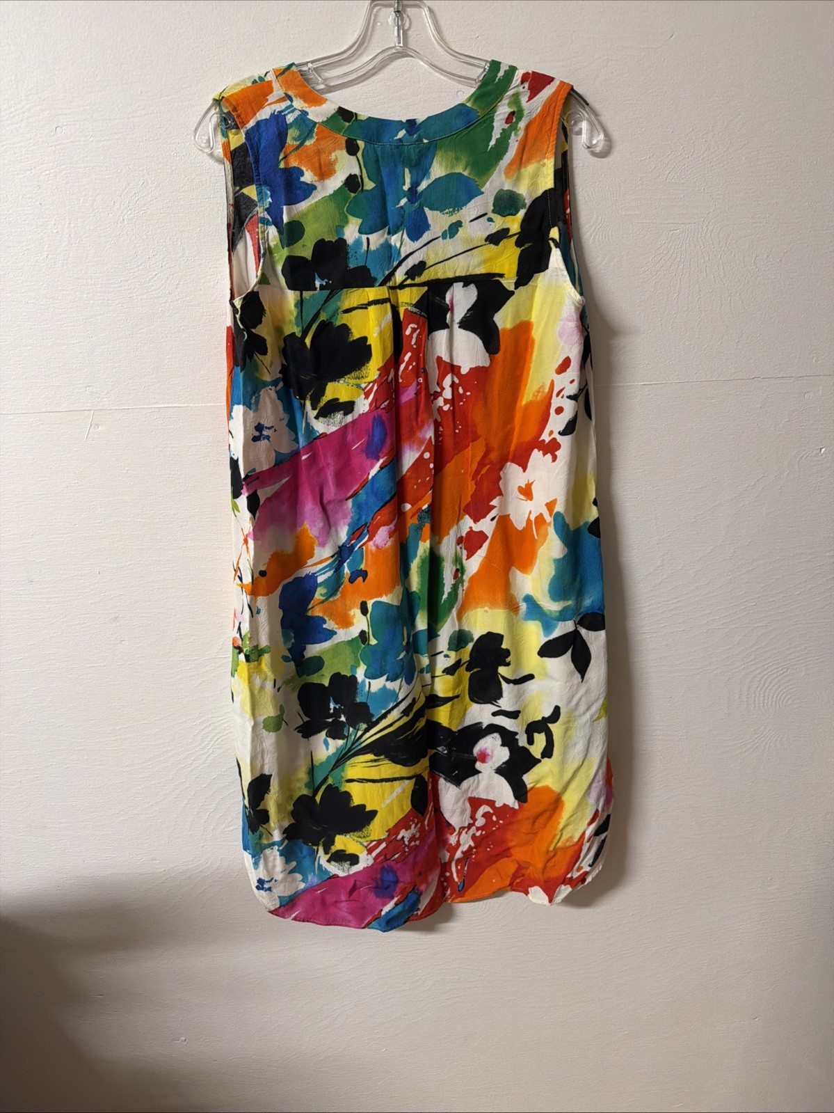 Jan’s World Floral Tropical Vacation Midi Dress Button Size S Beach Cover Up