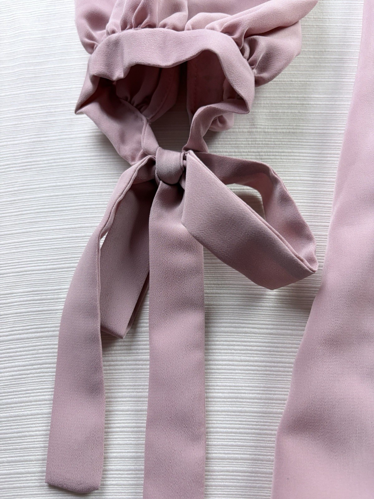 Topshop Pink Wrap Dress V-Neck Puff Long Sleeves Tie Waist Short US 8
