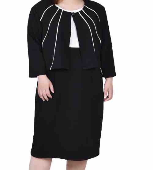 NY Collection Women’s 3/4 Sleeve Jacket and Dress, 2 Piece Set, SIZE 10 NWT