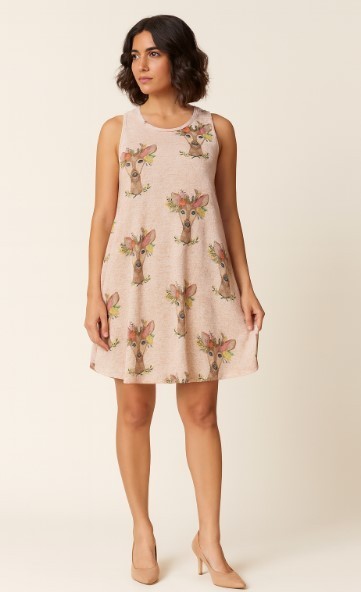 Judith March Tank Dress NWT Christmas Deer Spring Summer Winter Lined Size S
