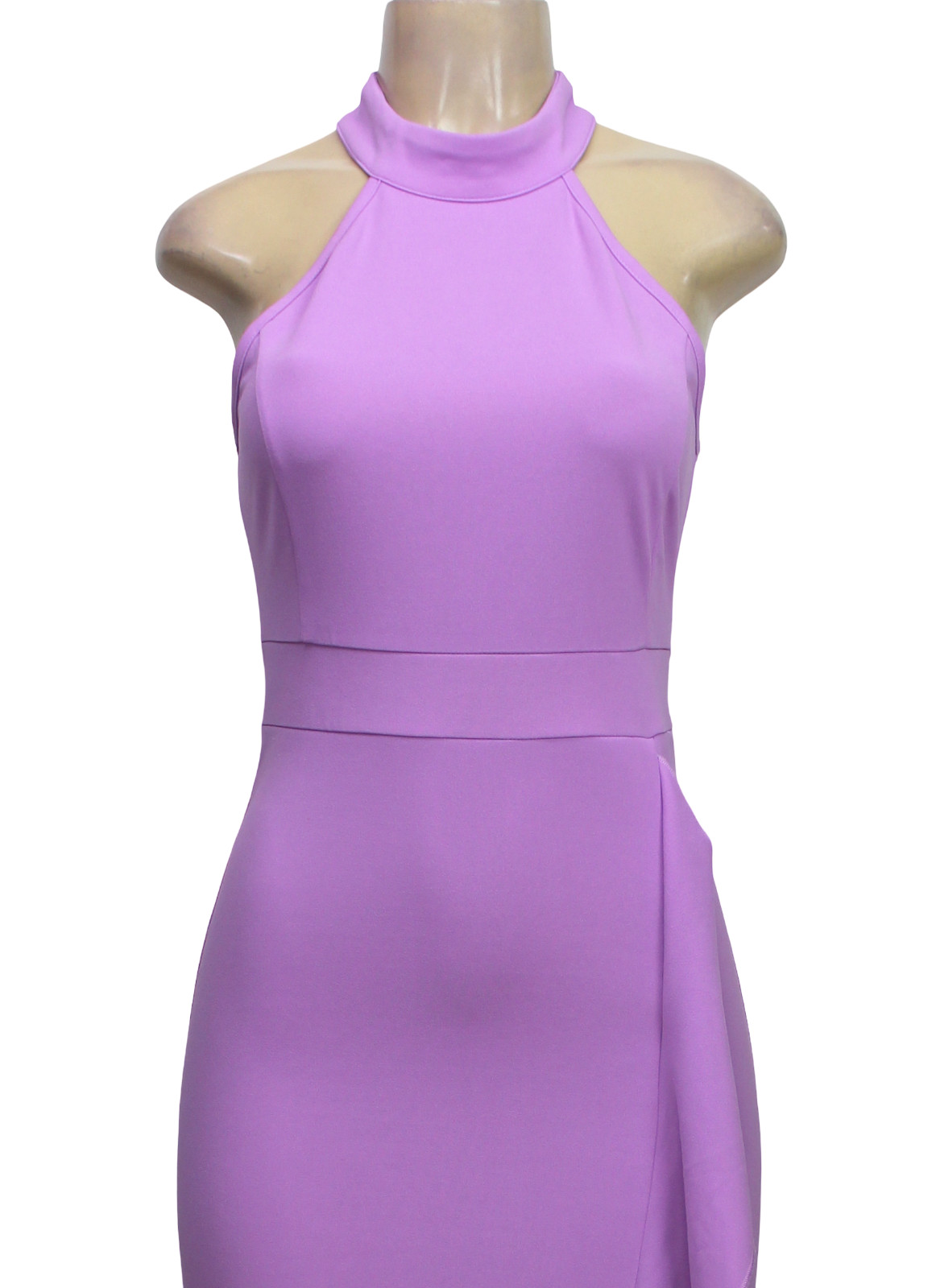 Merokeety Lilac Halter Neck Ruffle High Low Maxi Dress Size S