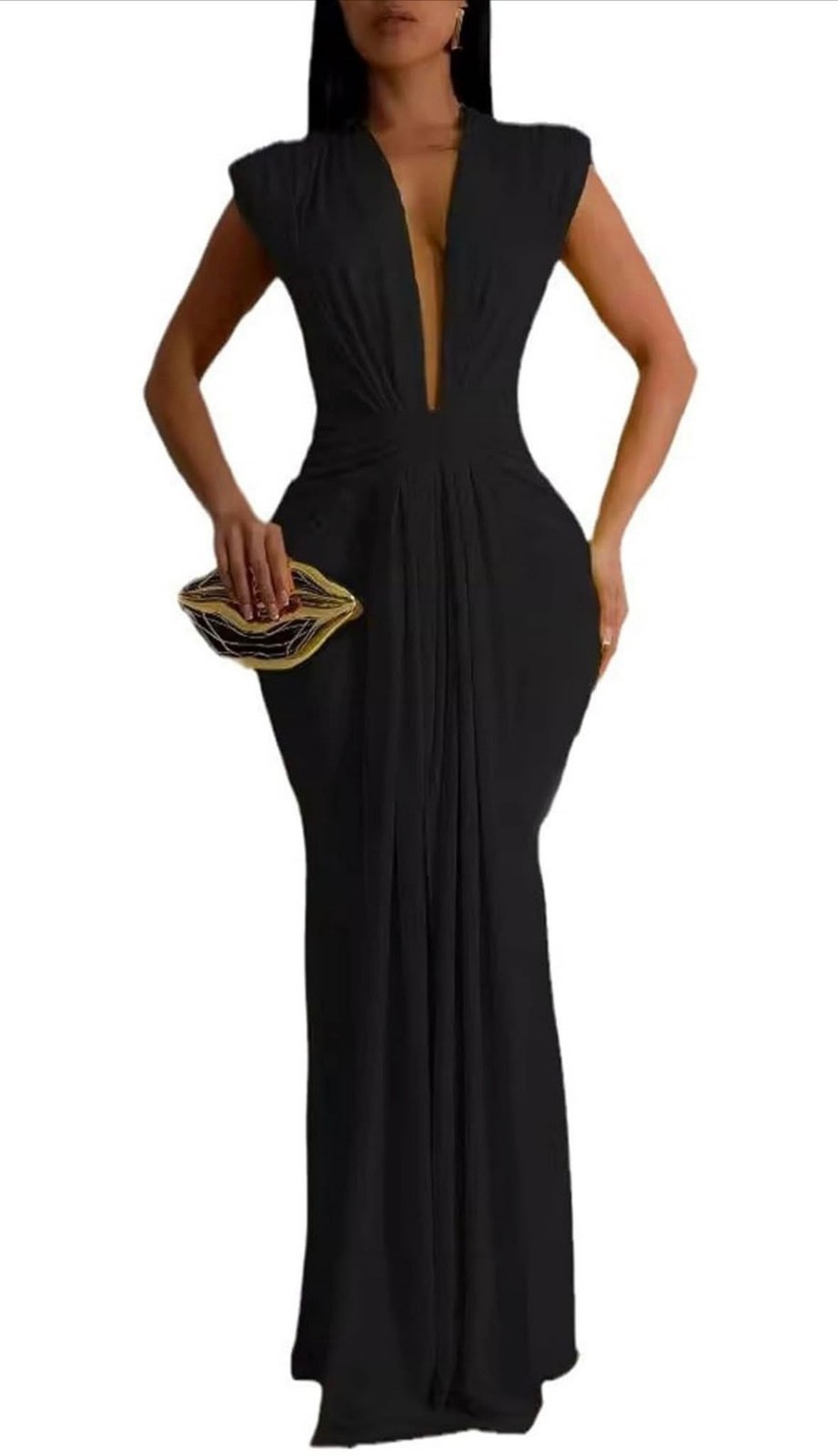 Ekaliy Elegant Bodycon Dresses for Women Deep V Neck Maxi Dress Long sz Med new!