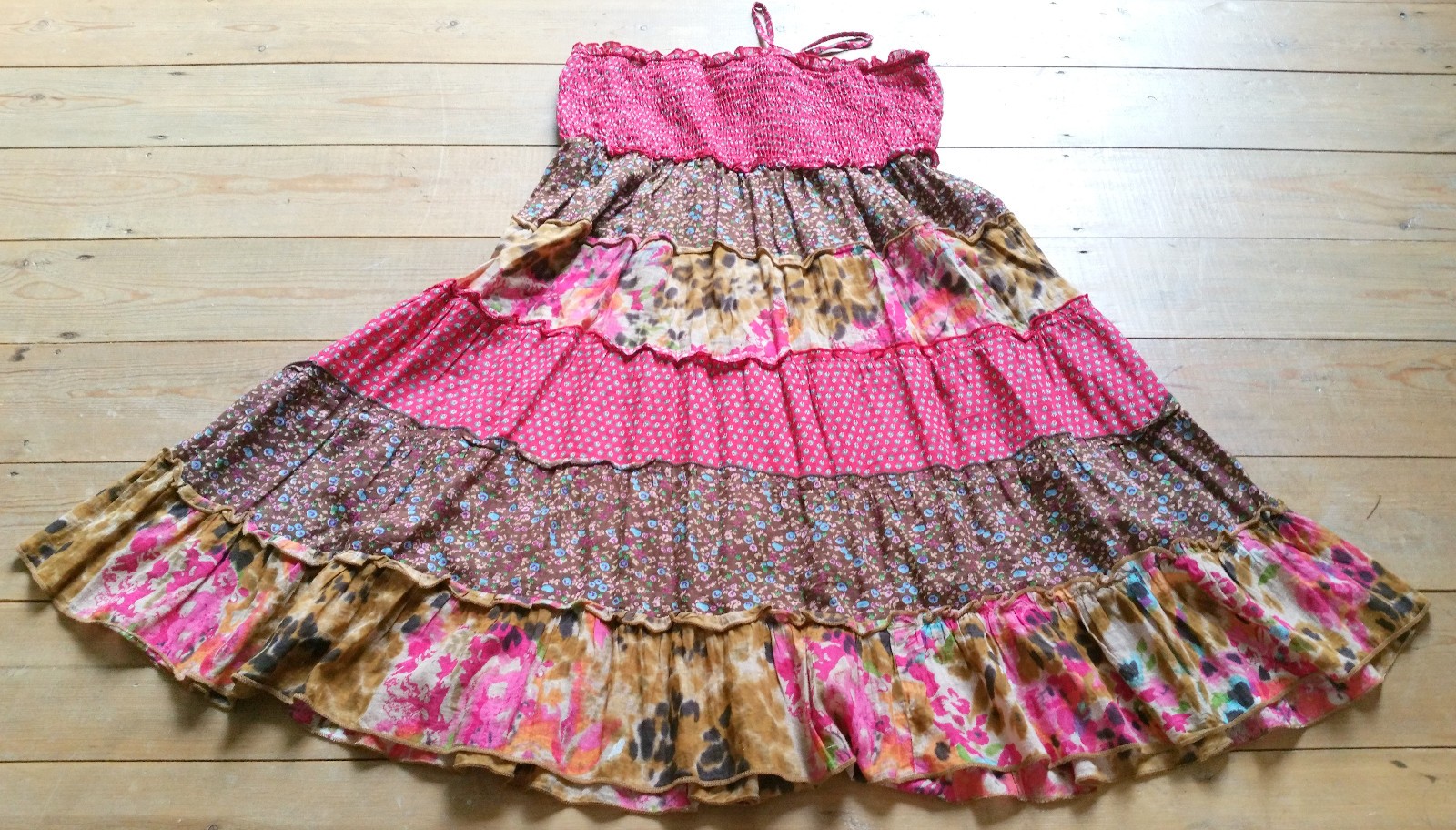 JFW Red Pink Brown Blue Green Purple Orange Cotton Dress, M Strapless or Tie VGC
