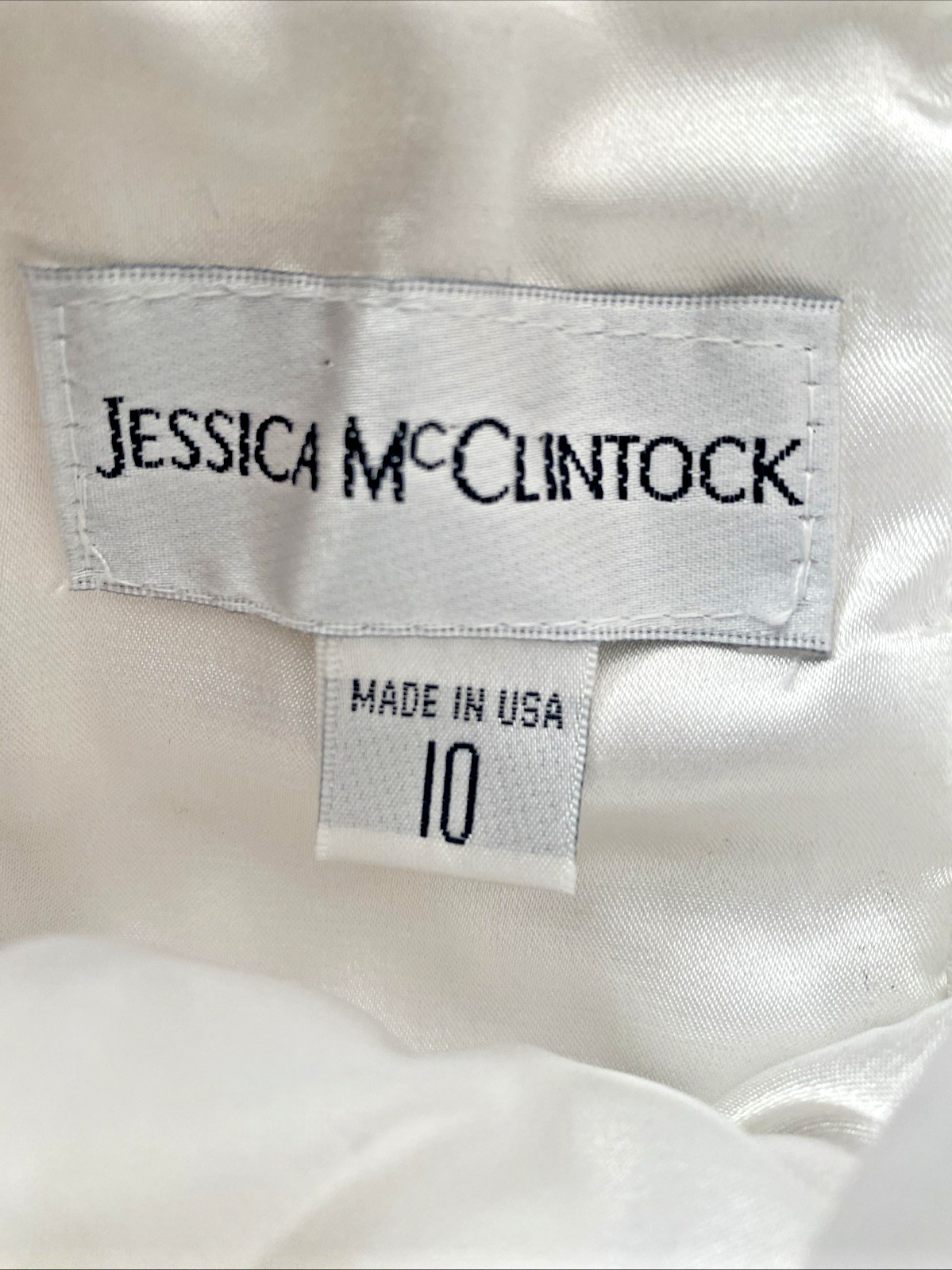 VTG 80s 90s Jessica McClintock White Prom HOCO Dress Bubble Hem Sz 10