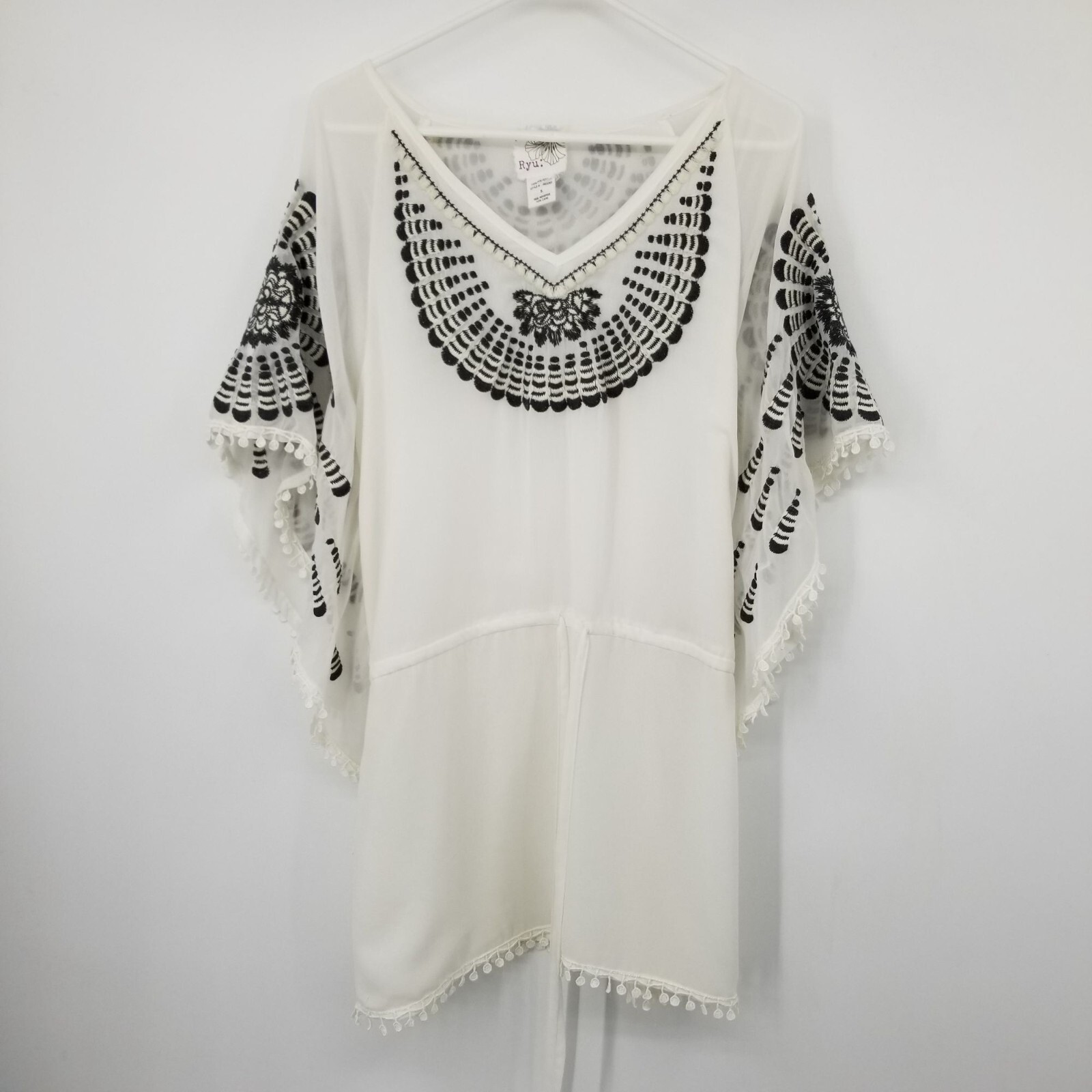 Ryu White and Black Embroidered Women’s Dress Size Small