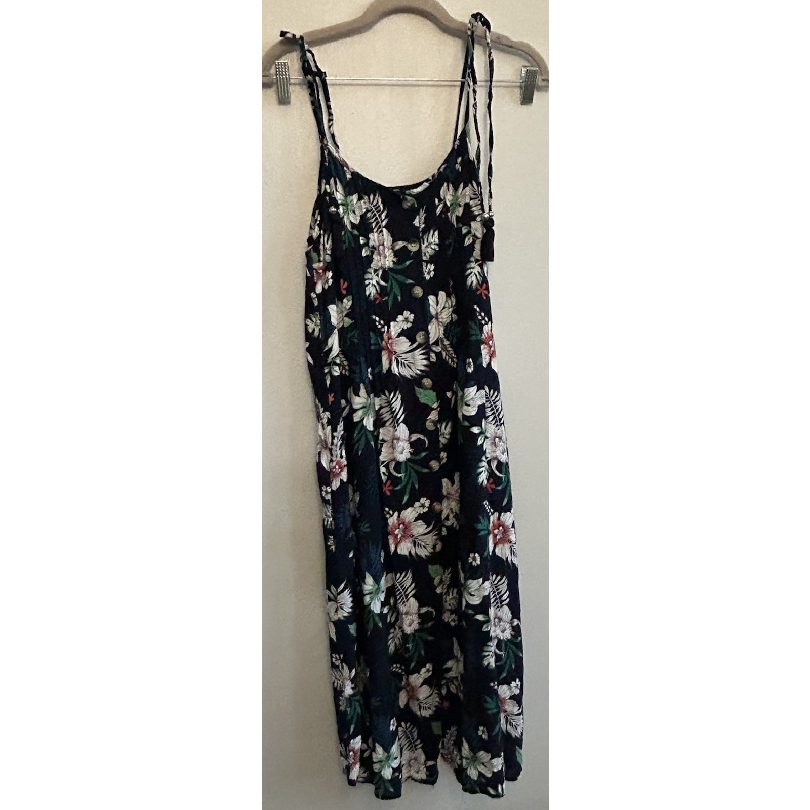 Floral Boho Maxi Dress button down 90s y2k Prairie Cottagecore Hawaiian Sz S