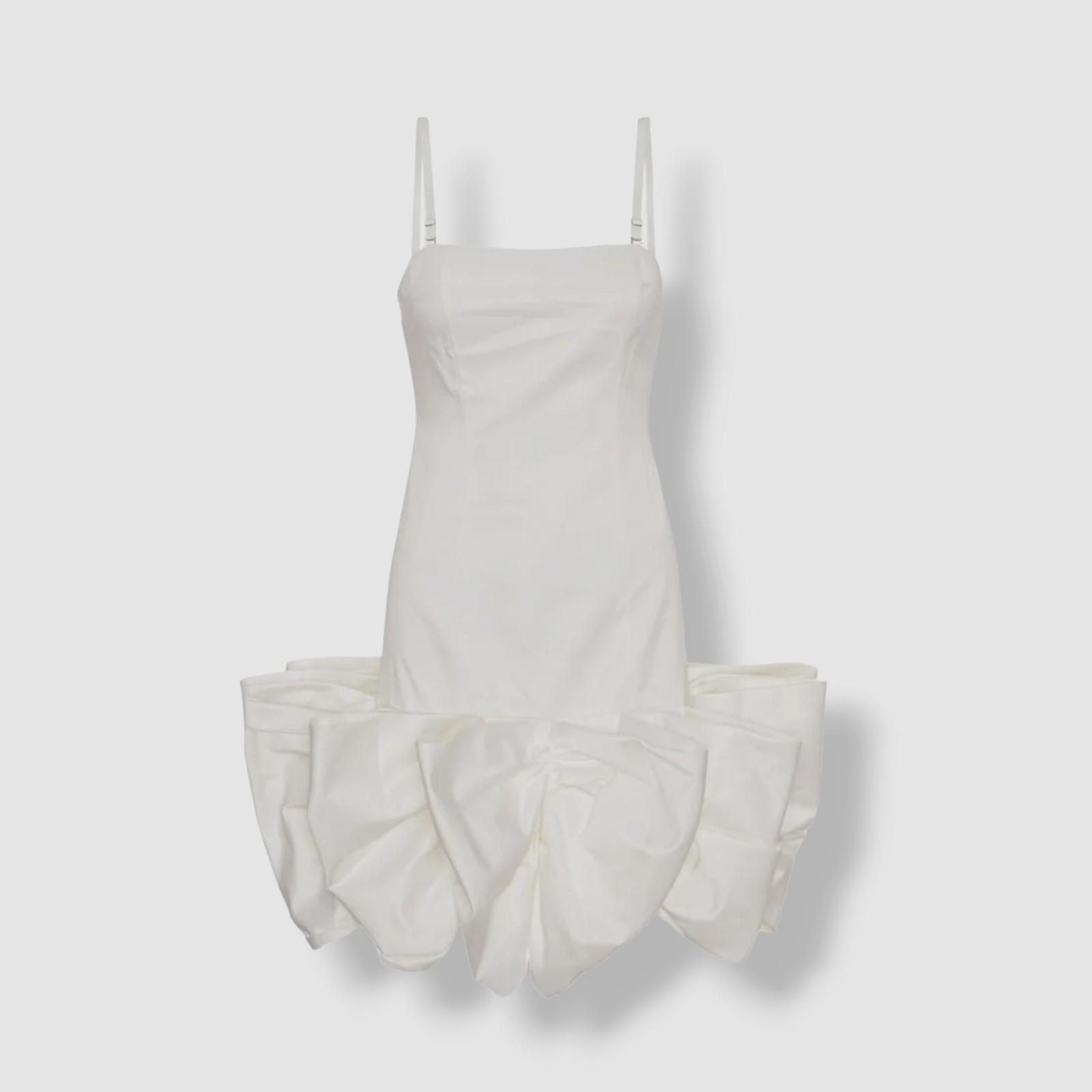 $480 Rotate Women’s White Squared Neck Ruffled Sleeveless Dress Size EU42/US10