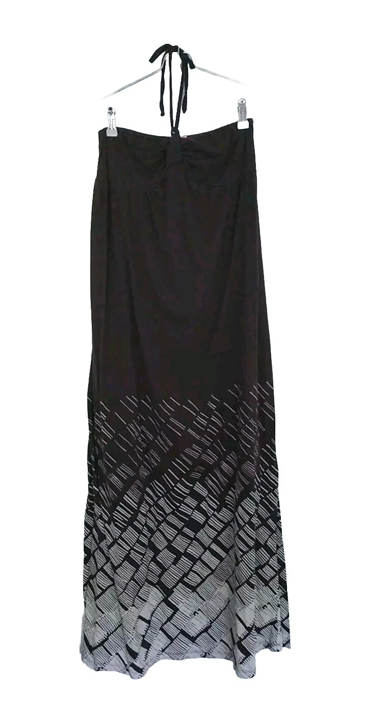 Decree Sundress Womens Size Medium Halter Tie Top Maxi Dress Brown Cotton Boho