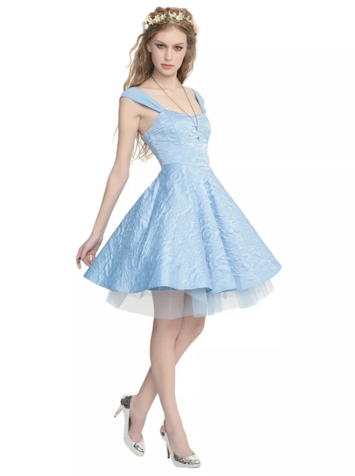 Disney Live Action Cinderella Corset Blue Embroidered Dress Hot Topic M NWT