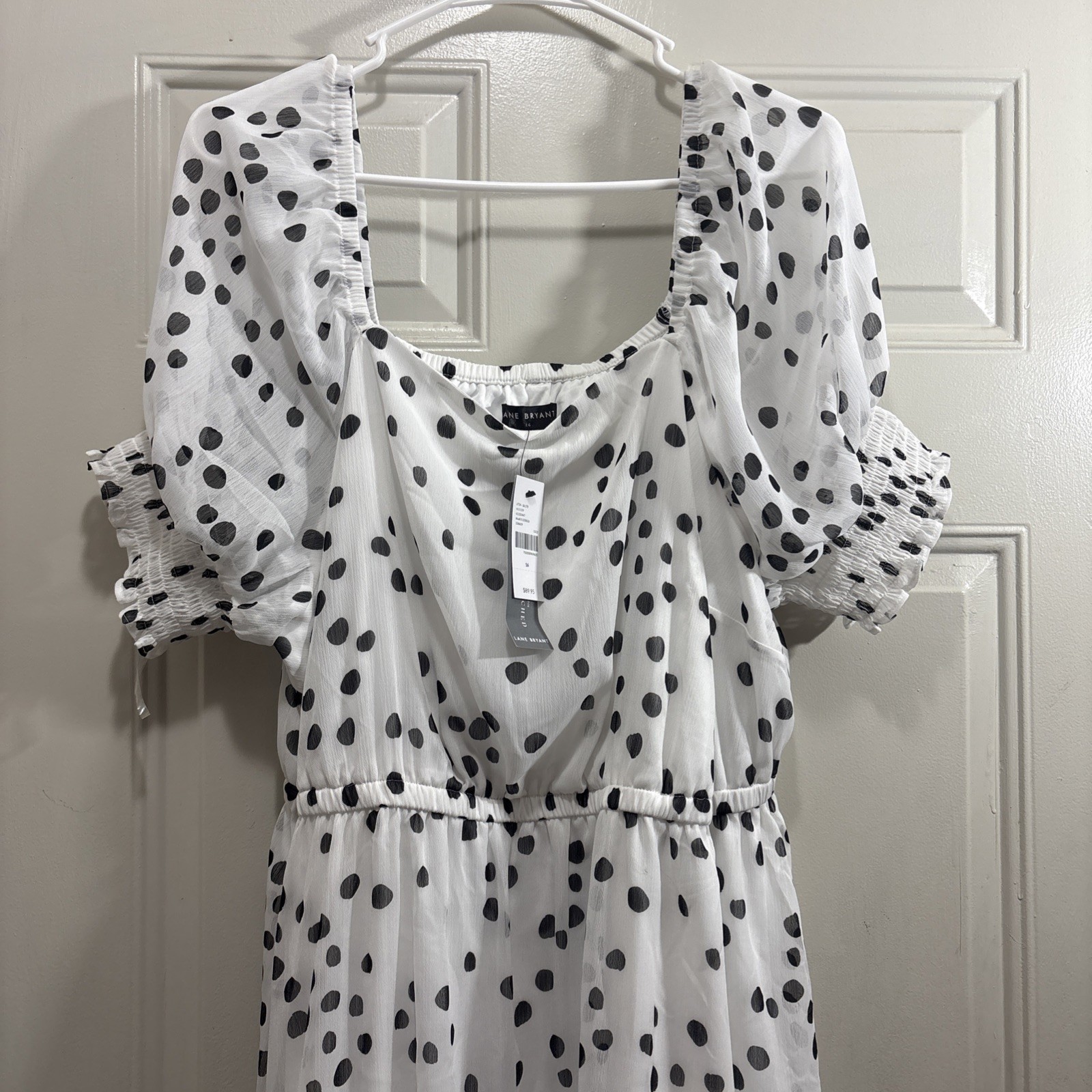 Lane Bryant Smocked Cuff-Sleeve Square-Neck Fit & Flare Dress Size 16 NWT