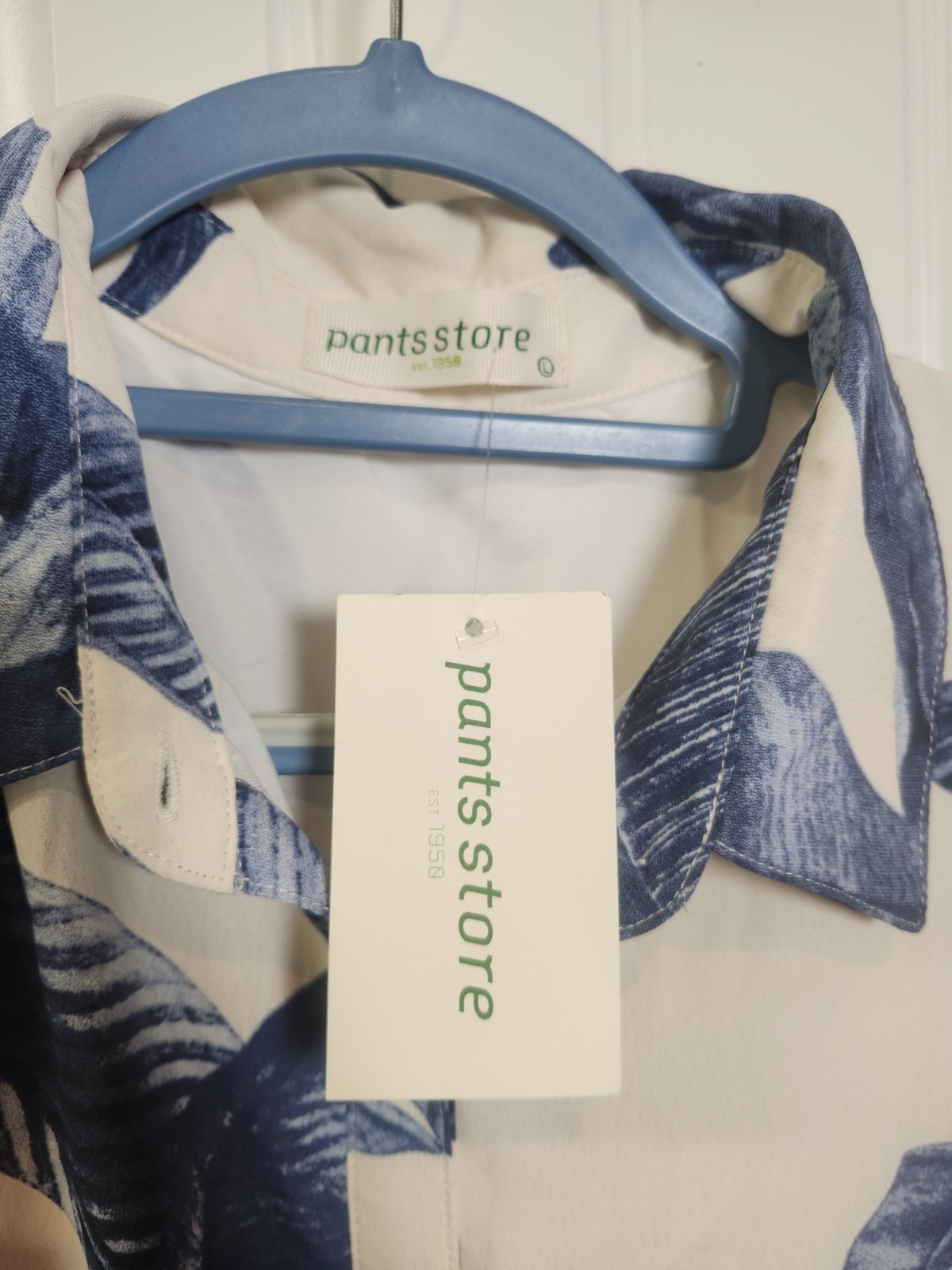 Pants Store Women’s Large Blue White Tropical Leaf Tiered Midi Dress NWT L
