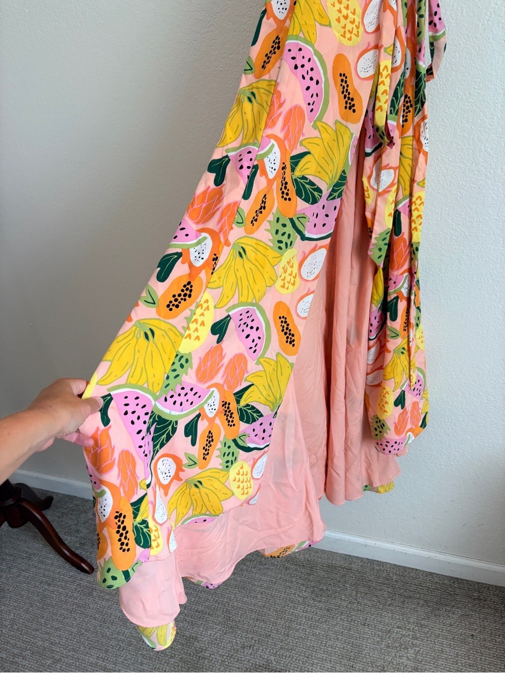Hutch Fruit Print High Low Wrap Dress