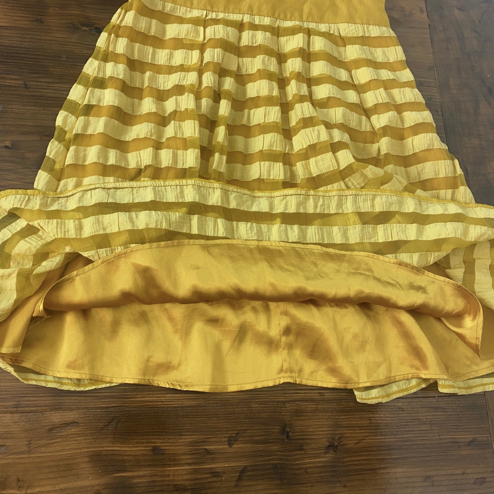 The Limited Yellow Striped Strapless Fit & Flare Cocktail Dress Size 8 SKU F100