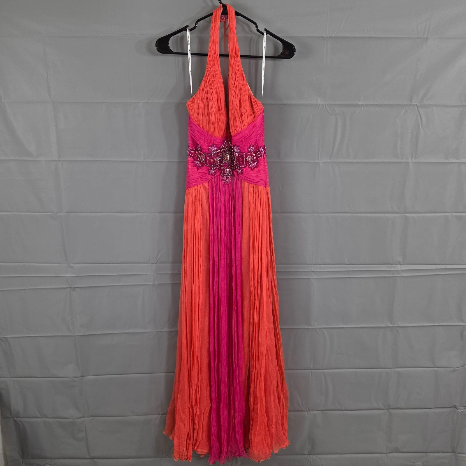 Sue Wong Nocturne Dress 2 Silk Halter Maxi Beaded Multi Gown Art Retro Fairy Y2K
