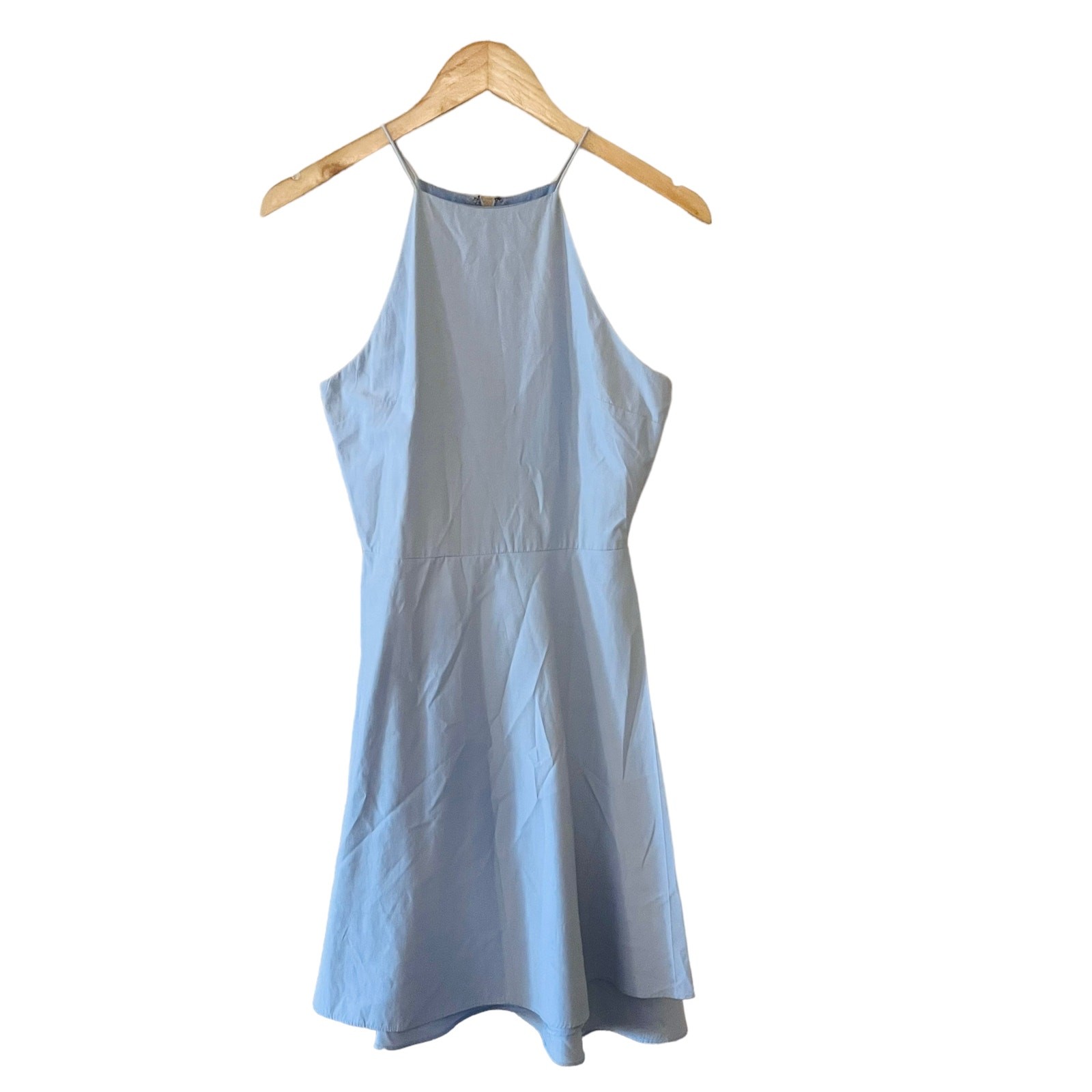 J.O.A High Neck Fit And Flare Pleated Dress Size Small Blue
