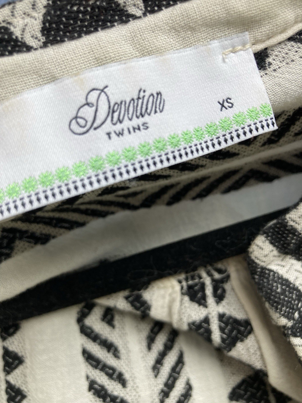 Devotion Twins Ella Black & Off White 100% Cotton Tiered Tunic Dress, Sz XS