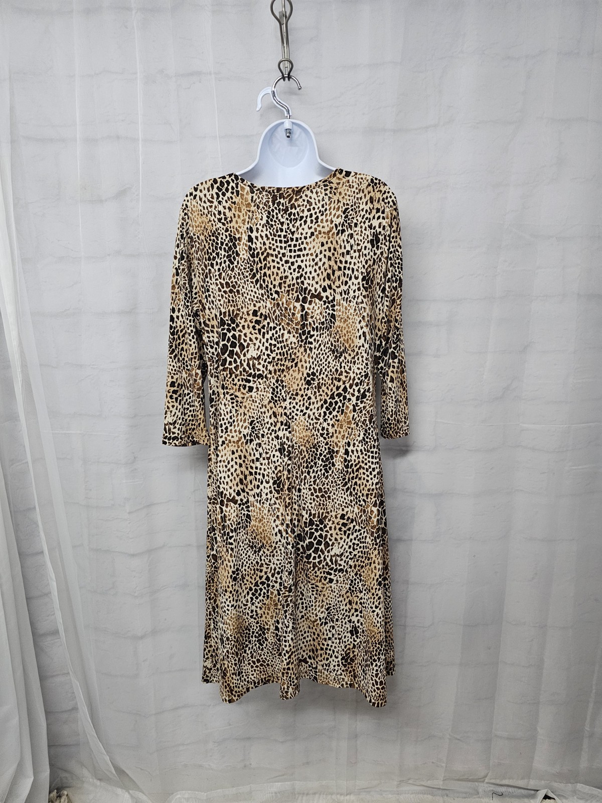 Elementz Dress Leopard Brown Midi Grunge Indie Sleeze Casual M
