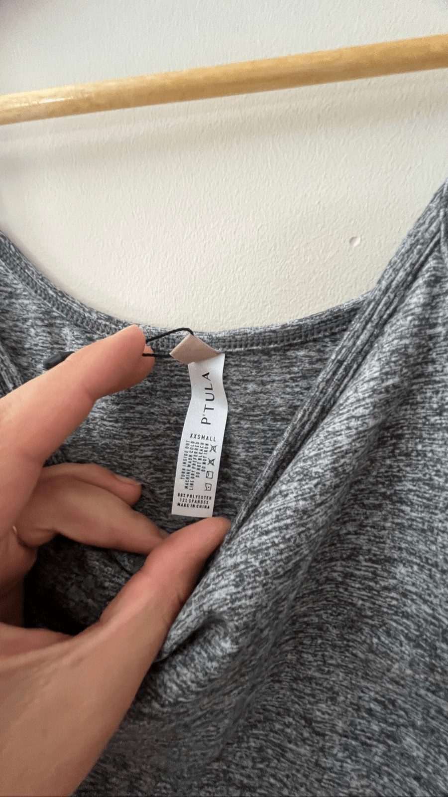 NWT P’tula Gray Marled Mini Dress – XXS – Bodycon Athleisure Spaghetti Strap