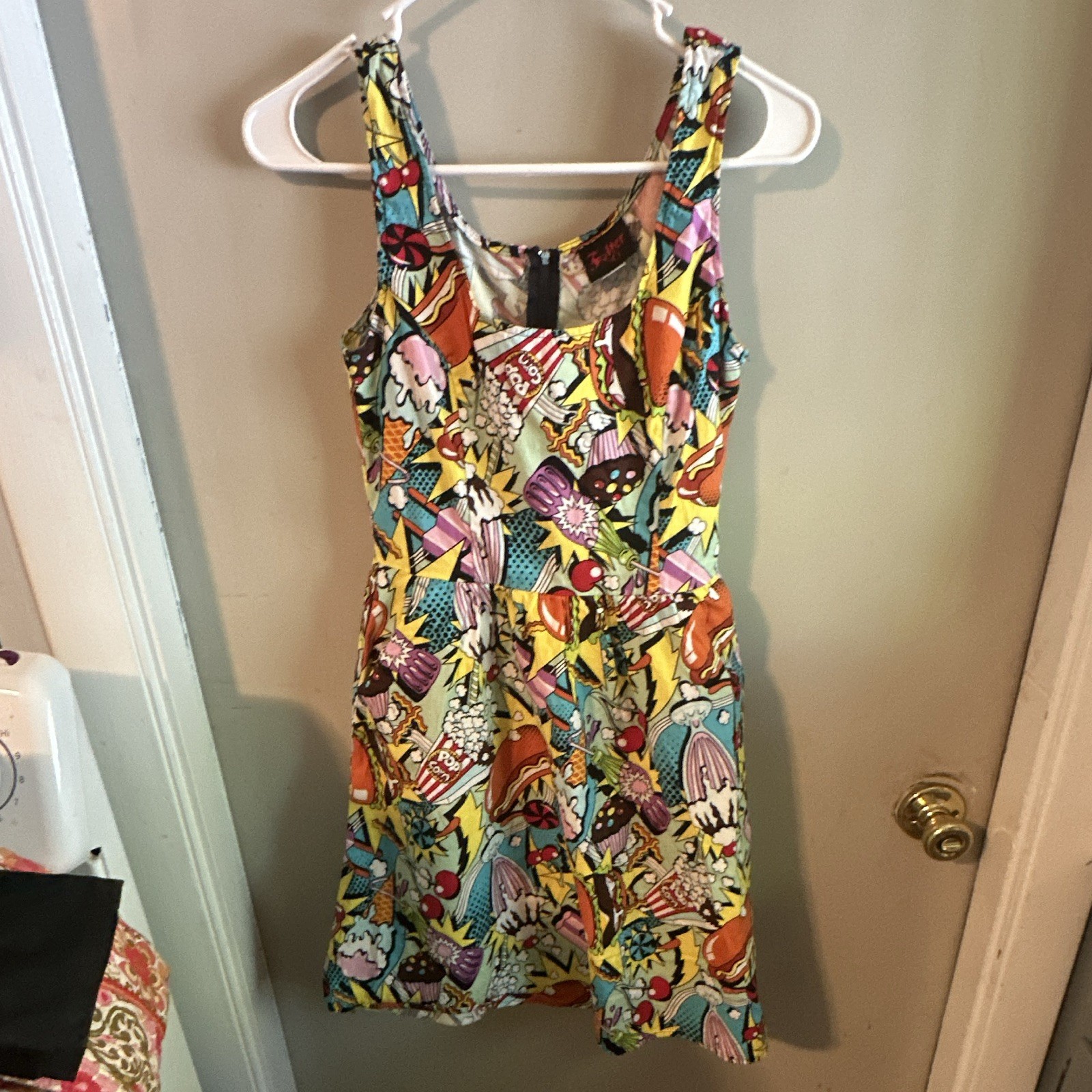 Cotton A-line dress, Folter ‘Good Enough to Eat’ pop art food print RETRO