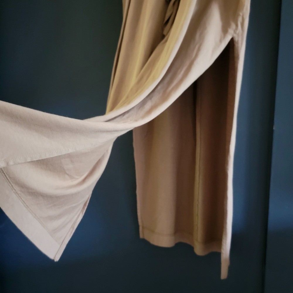 Michael Stars Solange Tie Detail Stretch Side Slits Maxi Dress Small Tan Brown
