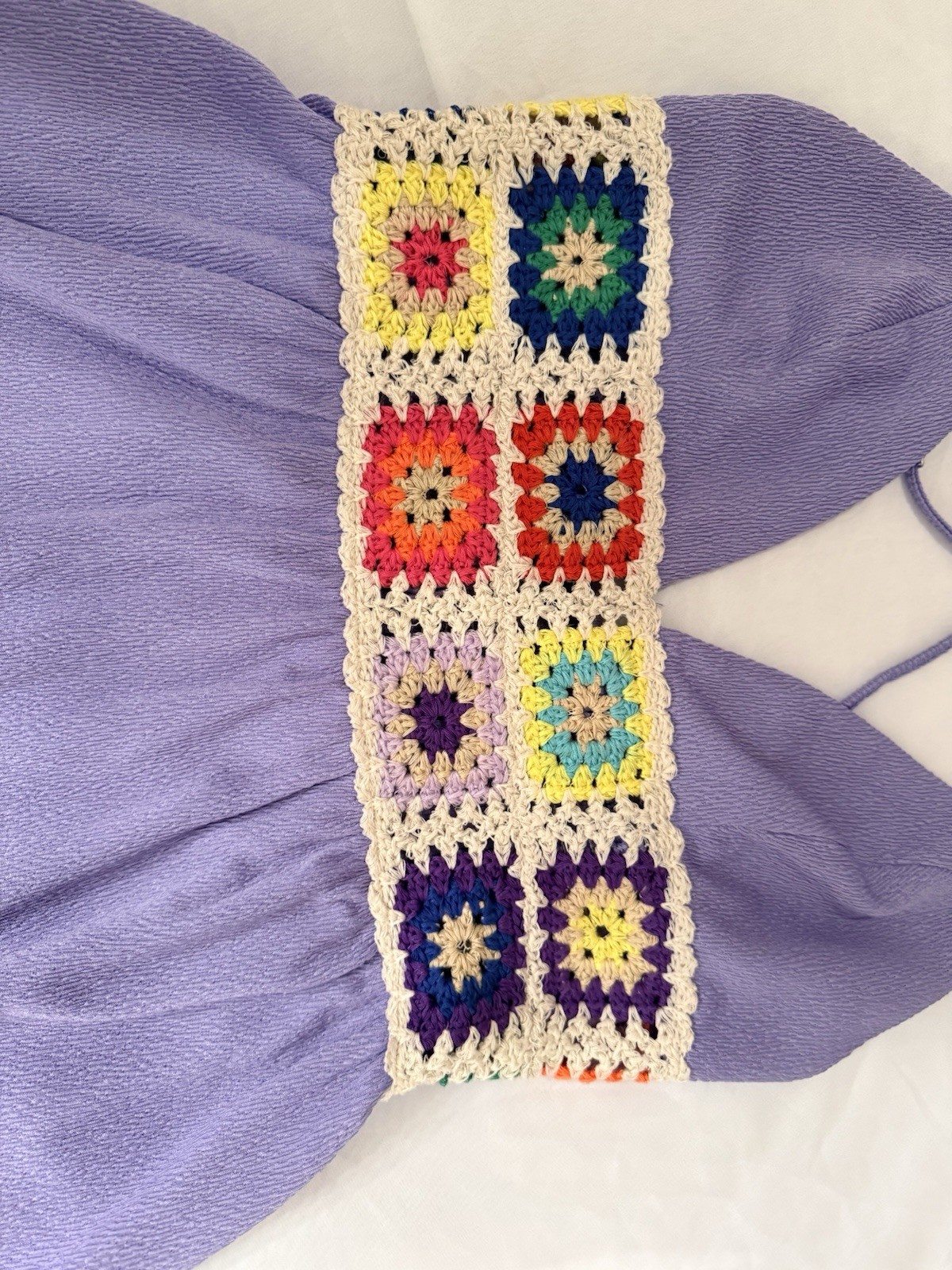 SHOWPO Purple Solid V-Neck Sleeveless Crochet Waist Mini Sundress Size S