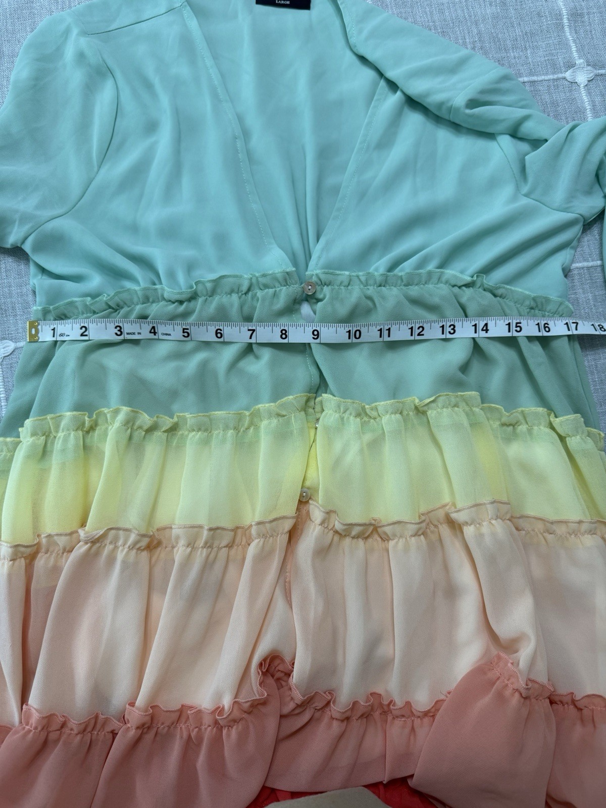 VICI Collection Wavelength Rainbow Tiered Ruffle Maxi Dress Size L